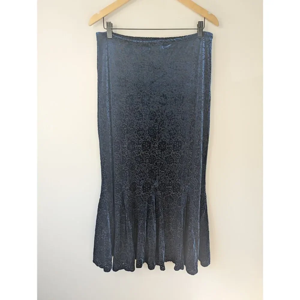 Y2K Goth Dark Fairy Grunge Whimsigoth Velvet Burnout Damask Maxi Skirt